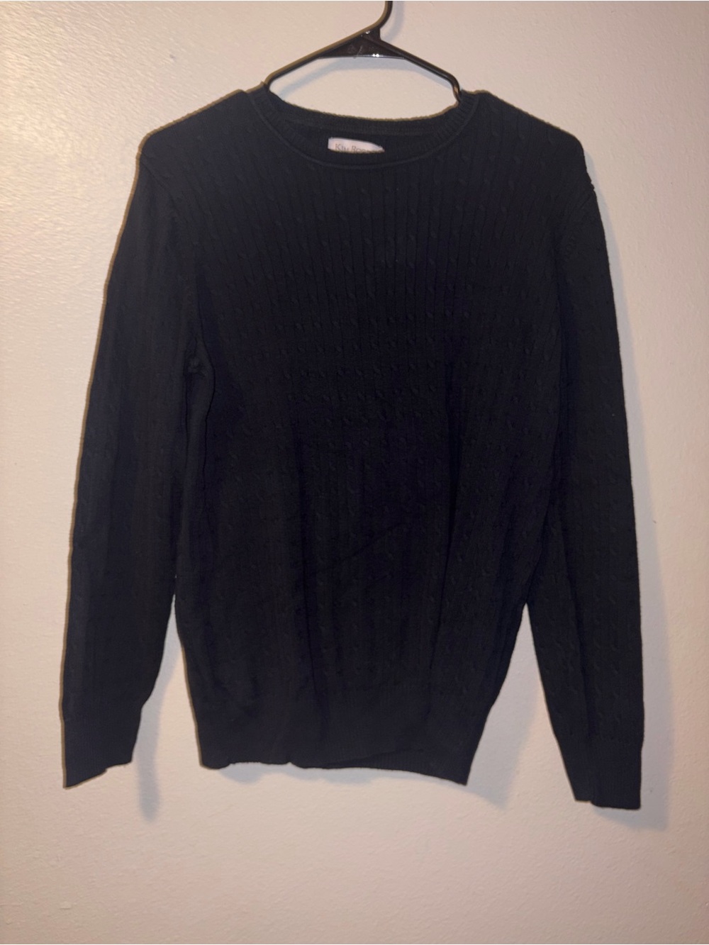 Kim Rogers Black Cable-Knit Crewneck Sweater
